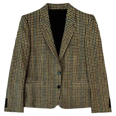 Pre-owned Celine Checked Wool Jacket In Black