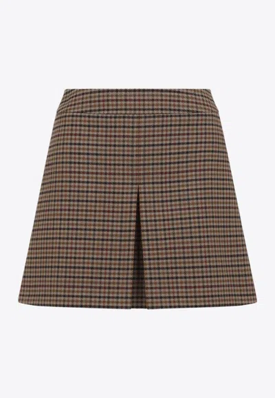 Celine Checked Wool Mini Skirt