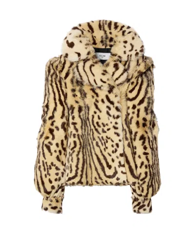Celine Cheetah Jacket In Shearling In Multi