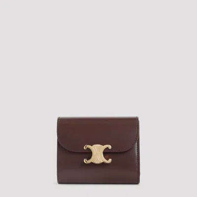 Celine Chestnut Leather Small Flap Wallet In Brown