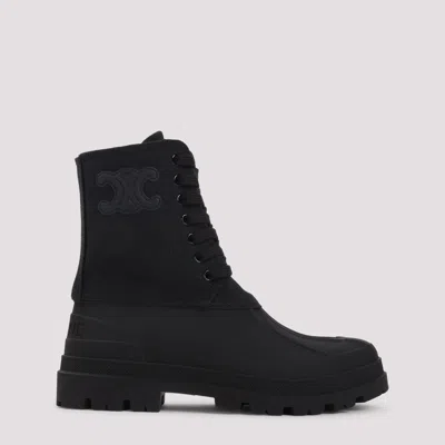 Celine Chic Round Toe Ankle Boots With Tonal Lace-up - Fw26 In Black
