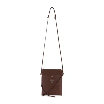 Celine Chocolate Brown Lamb Leather Sharp Pouch In Purple
