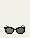 Celine Chunky Round Acetate Sunglasses In Black / Green