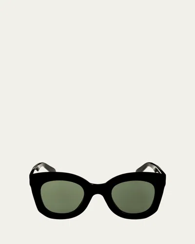 Celine Chunky Round Acetate Sunglasses In Black / Green