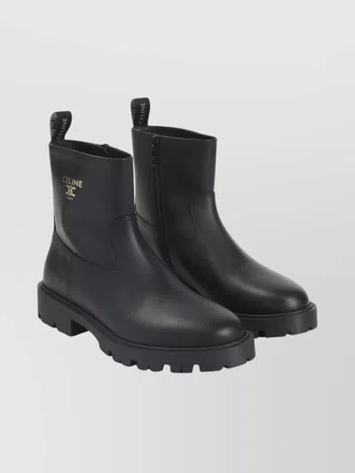 CELINE CHUNKY SOLE ROUND TOE ZIPPED BOOT