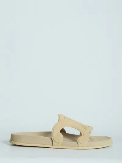 Celine Ciabatta Triumph In Leather In Neutral