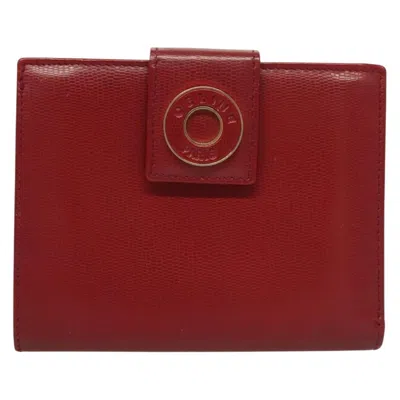 Pre-owned Celine Circle Logo Compact Wallet Leather Red Leather Wallets Accessory ()
