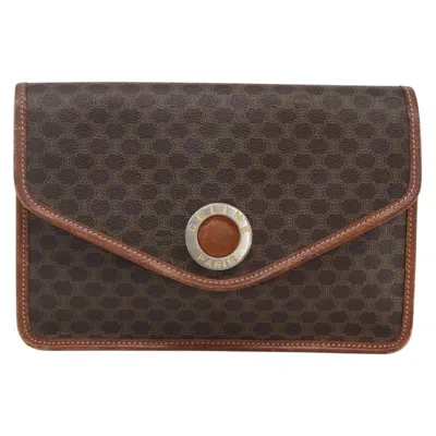 Pre-owned Celine Circle Logo Macadam Canvas And Leather Brown Canvas Clutche & Pouche Bag ()