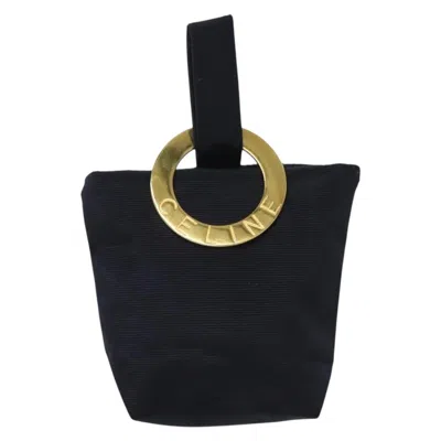 Pre-owned Celine Circle Logo Pouch Nylon Navy Canvas Clutche & Pouche Bag () In Blue