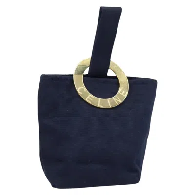 Pre-owned Celine Circle Logo Pouch Nylon Navy Nylon Clutche & Pouche Bag () In Blue