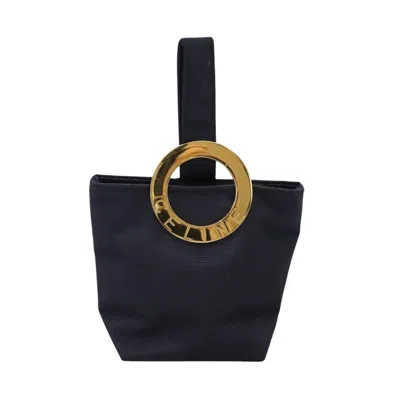 Pre-owned Celine Circle Logo Pouch Nylon Navy Nylon Clutche & Pouche Bag () In Blue