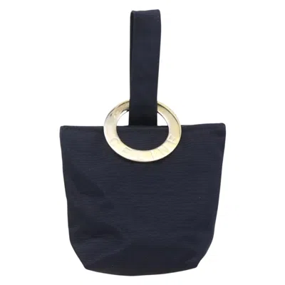 Pre-owned Celine Circle Logo Pouch Nylon Navy Nylon Clutche & Pouche Bag () In Blue
