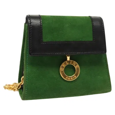 Pre-owned Celine Circle Logo Suede Green Suede Clutche & Pouche Bag ()