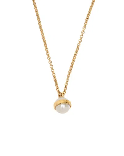 Celine Céline Circle Pearl Necklace In Gold