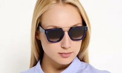 Pre-owned Celine Cl40024u 90e Bridge 4024un Blue Sunglasses Sonnenbrille Brown Lenses 47mm
