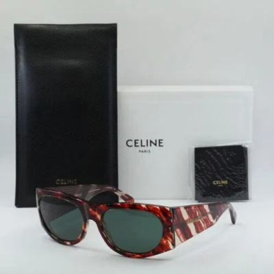 Pre-owned Celine Cl40029i 54n Red Havana/green 59-19-140 Sunglasses