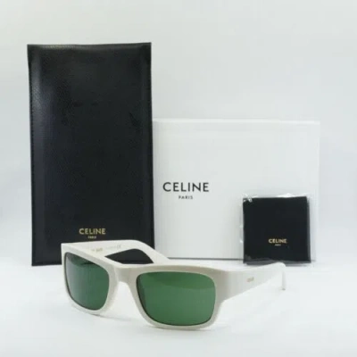 Pre-owned Celine Cl40079i 25n Ivory/green 56-20-125 Sunglasses