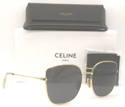 Pre-owned Celine Cl40174u 30a Polished Gold W/brown Lenses Authentic Sunglasses 59-19 In Gray