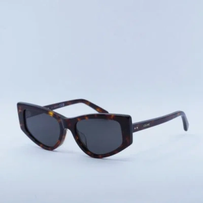 Pre-owned Celine Cl40223f 52a Dark Havana/smoke 56-18-145 Sunglasses In Gray
