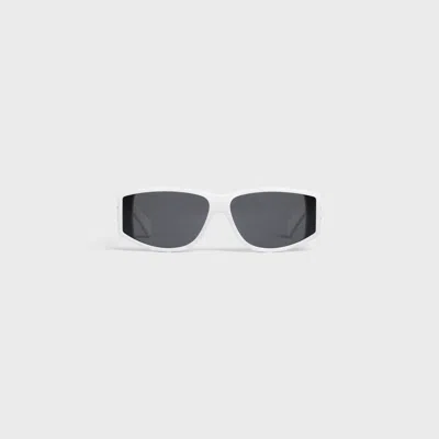 Pre-owned Celine Cl40227u Gold Triomphe 07 Rectangular Sunglasses In Acetate In White
