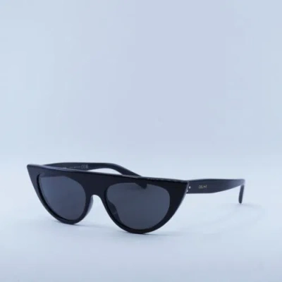 Pre-owned Celine Cl40228i 01a Shiny Black/smoke 56-17-140 Sunglasses Authentic In Gray