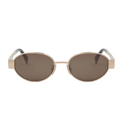 Celine Cl40235u Metal Triomphe 28e Oro Rosa Sunglasses In 16a - Black