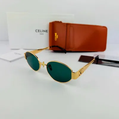 Pre-owned Celine Cl40235u Triomphe Metal Oval Sunglasses Eyewear Women In Green