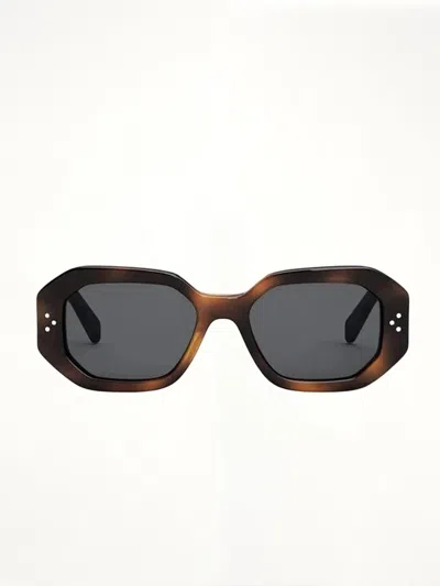 Celine Cl40255i Hexagonal Sunglasses In Brown