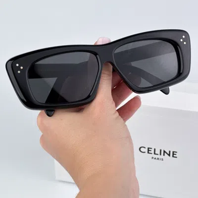 Pre-owned Celine Cl40259i 01a Black Black Rectangle Unisex Sunglasses Cl 40259i