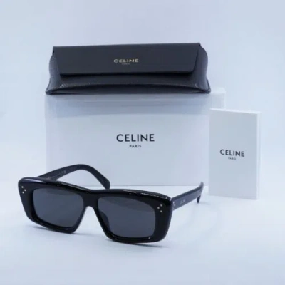 Pre-owned Celine Cl40259i 01a Shiny Black/grey 57-12-140 Sunglasses Authentic In Gray