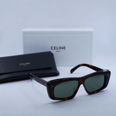 Pre-owned Celine Cl40259i 52n Dark Havana/green 57-12-140 Sunglasses Authentic