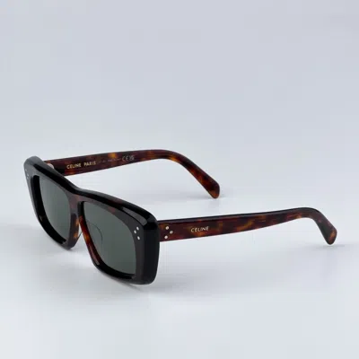Pre-owned Celine Cl40259i 52n Havana Green Rectangle Unisex Sunglasses Cl 40259i
