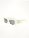 Celine Triomphe Acetate Rectangle Sunglasses In White