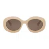 Celine Cl40292u Triomphe 57e Beige Sunglasses In Shiny Beige/brown