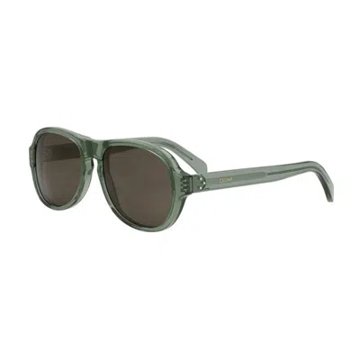 Celine Cl40298i93e Aviator Full Rim Sunglasses In Green