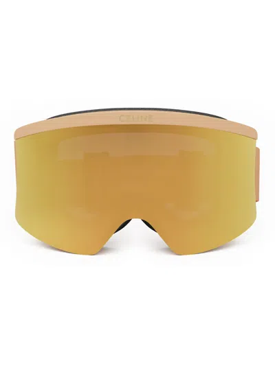 Celine Monochrome Logo-print Ski Goggles In Matte Beige Smoke Mirror