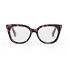 Celine Thin 2 Dots 52mm Cat Eye Optical Glasses In Nero E Rosso Fantasia
