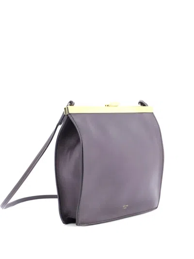 Pre-owned Celine Clasp Crossbody Bag Leather Mini Shoulder Bag In Gray