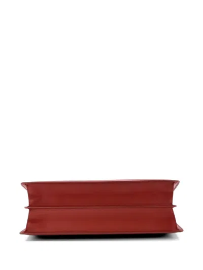 Pre-owned Celine Clasp Top Handle Bag Leather Medium Satchel In Red