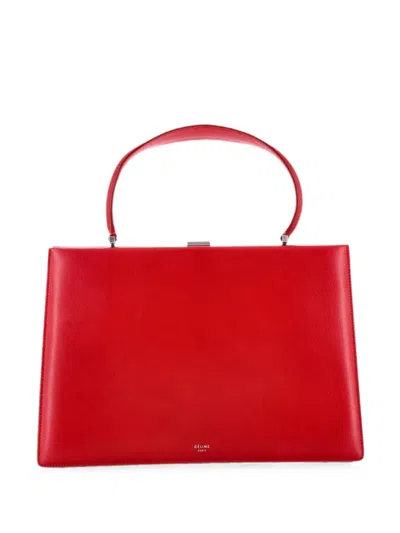 Pre-owned Celine Clasp Top Handle Bag Leather Medium Satchel In Red
