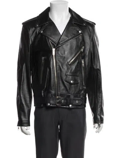 Pre-owned Celine Classic Biker Calfskin Moto Jacket In Black