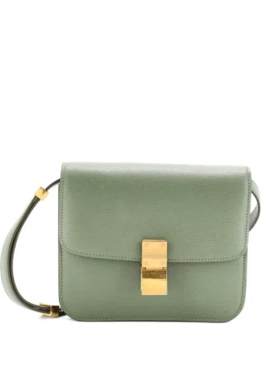 Pre-owned Celine Classic Box Bag Grainy Leather Teen Shoulder Bag In Black