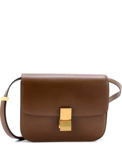 Pre-owned Celine Classic Box Bag Smooth Leather Medium Crossbody Bag In Brown