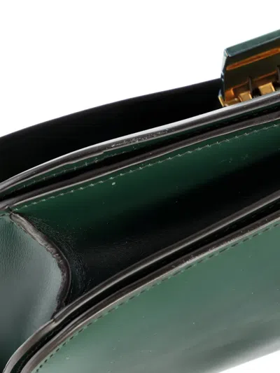 Pre-owned Celine Classic Box Bag Smooth Leather Medium Crossbody Bag In Green