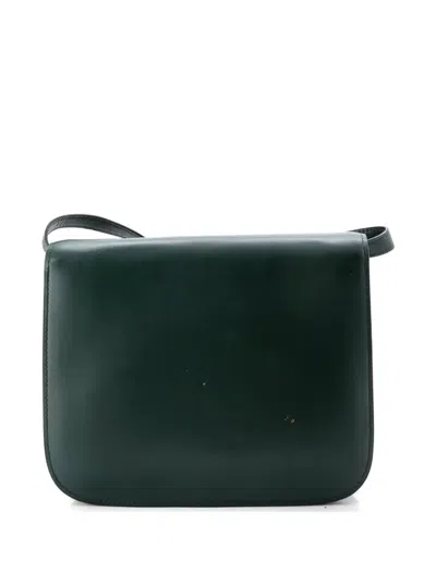 Pre-owned Celine Classic Box Bag Smooth Leather Medium Crossbody Bag In Green