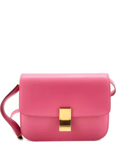 Pre-owned Celine Classic Box Bag Smooth Leather Medium Crossbody Bag In Pink