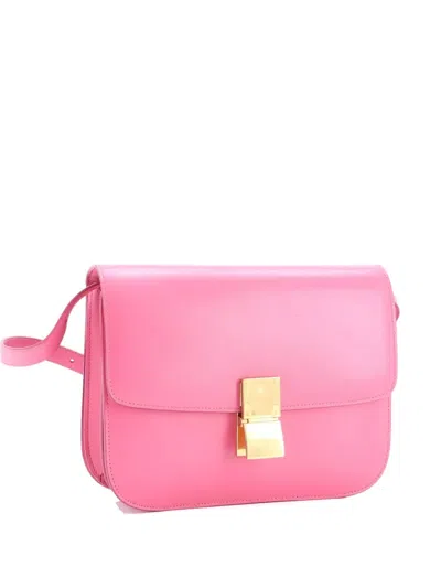 Pre-owned Celine Classic Box Bag Smooth Leather Medium Crossbody Bag In Pink