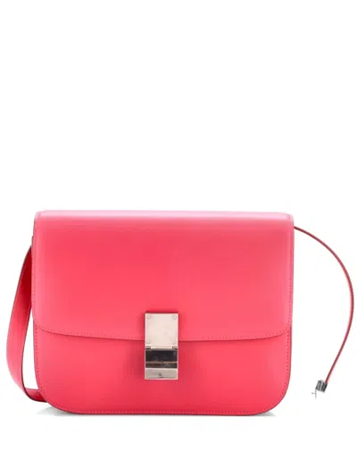 Pre-owned Celine Classic Box Bag Smooth Leather Medium Crossbody Bag In Pink