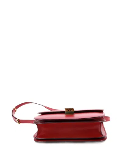 Pre-owned Celine Classic Box Bag Smooth Leather Medium Crossbody Bag In Red