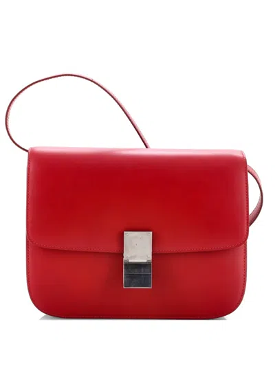 Pre-owned Celine Classic Box Bag Smooth Leather Medium Crossbody Bag In Red